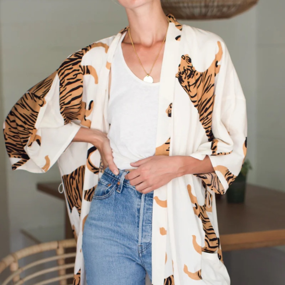 Emerson Fry Fete Kimono / Layering Top - TIGERS EGRET (M/L) - slight damage